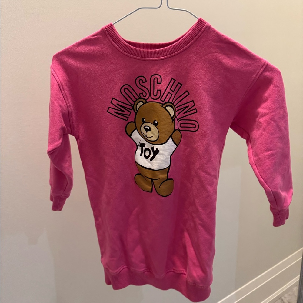 Moschino Pink Bear Graphic Sweatshirt Dress